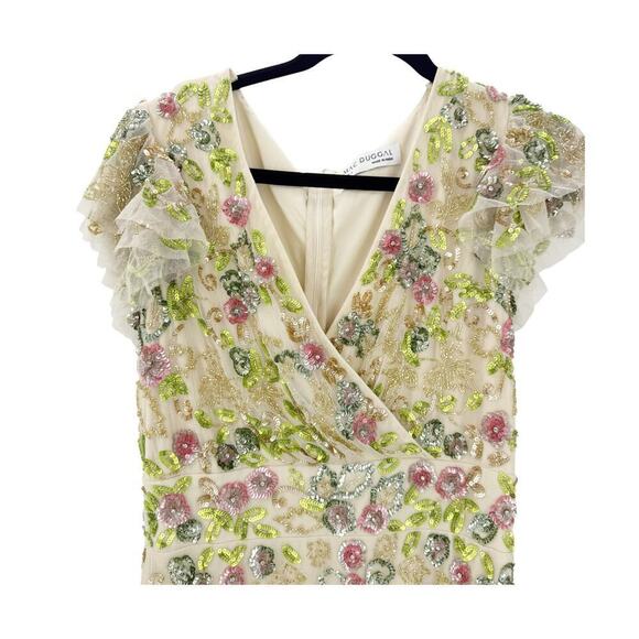 Mac Duggal 5722 Embellished Beaded Flutter Cap Sleeve Dress Floral Size 8 NWT - Picture 9 of 14